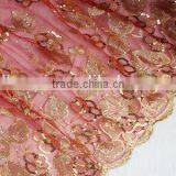 Organza Colorful Litter Sequin Flower Indian Fabric Silk African Fabric CL2027-3 Red thumbnail-1