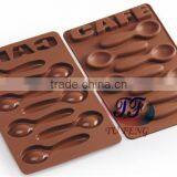 7 Holes Food Grade Silicone 3d Cafe Chocolate Spoon Mould thumbnail-4
