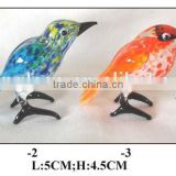 colorful glass bird set with black claws for home decoration