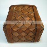 Handwoven Wood Household Clothes Bin thumbnail-4