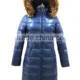 Winter Reversible Long Hair Faux Fur Hood Down Coat Womens
