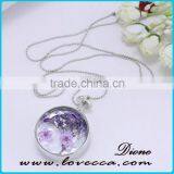 2016 FASHION Wholesale Round Glass Locket Pendant Organic Dried Flower Necklace thumbnail-5