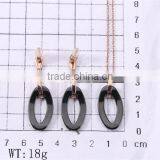 Western Lady Fashion Simple Style Black Ceramics Rose Gold Chain Necklace Graceful Jewelry Set thumbnail-3