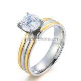2016 Fashion Two Tone Fashion cz Surgical Stainless Steel Rings for Lovers thumbnail-6