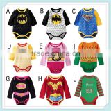 Baby Boy Triangle Romper Long Sleeve Superman Bat man 100% Cotton Baby Clothing One-Piece Baby Romper