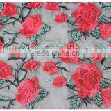 High Quality Fashion Design Red Rose Lace Fabric Embroidery for Garment thumbnail-2
