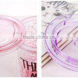 Double Wall Plastic Drinking Mug With Straw Summer Ice Cup thumbnail-4