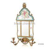 Elegant Porcelain With Brass Footed Flower Pot, Floral Painting Blue Porcelian Planter With Brass Holder & Base thumbnail-4