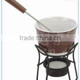 Ceramic Cheese Fondue Set With Stand With Green Color Cheese Press thumbnail-4