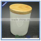 Heat Resistant White Ceramic Jar With Bamboo Lids thumbnail-1