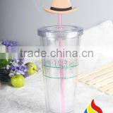 Eco-friendly 16oz Double Wall Clear Plastic Tumbler With Lid For Juice thumbnail-4