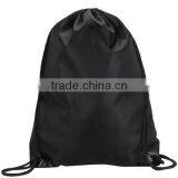 Black Nylon Drawstring Bag, Knapsack, Backpack. thumbnail-4