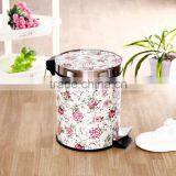 Top Quality Fashional Style Flower Print Plastic Dust Bin With Fixing Dust Bag Ring thumbnail-2