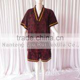 Wine Red Floral Jacquard Pyjamas V-Neck Pyjamas For Sauna Steam Clothes Set Women thumbnail-2