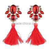 Bohemian Jewelry Rhinestone Gems With Alloy Plated Tassel Dangle Earrings thumbnail-6