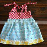 Wholesale Kids Boutique Dress Girls Grid Cotton Lace Dress Children Cute Hen Chicken Dress thumbnail-2