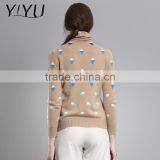 Customized Winter Women Turtleneck Jacquard Knit Pattern Cashmere Sweater thumbnail-2