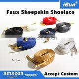Customized Length 24" 27" 30" 36" 45" 54" 63" 72" Flat Faux Sheepskin Leather Lace Luxury Shoe Laces for Brand Shoes Dress Laces thumbnail-1