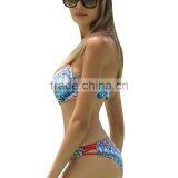 Polyester Bikini Flexible Backless Two Piece Hollow Padded Printed Patchwork Sold By Set thumbnail-2