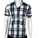 Men Slim Fit Basic Short Sleeve Plaid Casual Shirt thumbnail-2