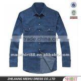 Latest 100% Cotton Slim Fit Denim Cowboy Long Sleeve Casual Men Shirts thumbnail-1