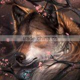 Rhinestone Multicolor Peach Blossom Wolf Pattern 35cm x 35cm Cotton Embroidery DIY Kit Diamond Painting thumbnail-1
