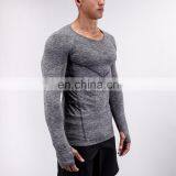 Wholesale Latest Design Gym Wear Mens Seamless Performance Green Men Long Sleeve T Shirt thumbnail-5