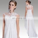 Elegant fashion white sexy short front long back wedding dress