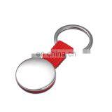 2016 Newly Design Red Round Metal Keychains With Woven Belt / Packing Gift Box Key Holders