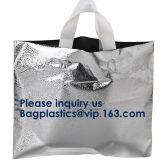 PLA COMPOSTABLE Biodegradable Plastic Trifold Handle Bag For Shopping Market, CLEAR FROSTED SOFT LOOP SHOPPER BAG