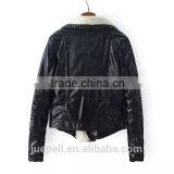 Jacket Wholesale 2015 Fashion Women Zippered Faux Leather Jacket thumbnail-6