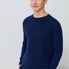 New Cashmere Sweater Men's Round Neck Pullover Sweater Base Thickening Casual Style and Solid Color