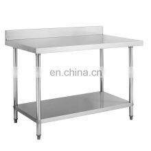 Customized Restaurant 201 304 Stainless Steel Kitchen Work Table With Under Shelf