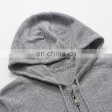 100% Cashmere Women's Casual Hoodie Comfortable Full Zip Cardigan Hood Knitted Solid Pattern Winter Season Front Logo Position thumbnail-4
