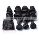 100 Gram per Bundle Loose Wave Brazilian Hair Bundles With Closure Have Large Stock Hair Supplier's Choice thumbnail-2