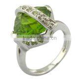 Guangzhou Panyu Green Zircon Ring 925 Sterling Silver Platinum Plated Jewelry thumbnail-1