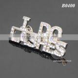 Rhinestones Souvenir Brooch Zinc Alloy Silver Color Crystal Badge Metal Custom Letter Lapel Pin thumbnail-2