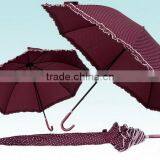 Flower Full Printed Long Metal Shaft Lady's Stick Umbrella
