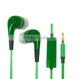 Green color EL glowing platic earphone with partly EL glowing cable for mobile phone