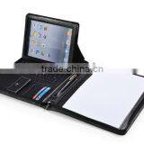 IPad Zippered Leather Padfolio With Bluetooth Keyboard and Angle Viewing