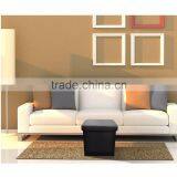 Foldable Storage Ottoman - Contemporary Faux Leather Ottoman With Cover, Black thumbnail-5