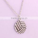 Figure With Clear Crystal Punk Rock Fitness Sports Volleyball Necklace