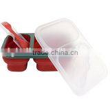 Microwave Safe 2 Compartments Silicone Folding Lunch Box With Lid thumbnail-3