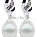 Cultured freshwater pearls earings 8-9mm AAA white drop pearl earring