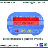 Electronic hanging scale switch membrane front panel graphic overlays