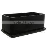 10 Inch Rectangular Black Succulent Planter Pot thumbnail-1