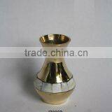 Metal Vase With Mirror Polish Made in Brass With Mother of Pearl Mosaic thumbnail-1
