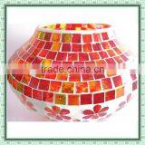 Handicraft Flat Design Red Flower Pattern Mosaic Large Vase Chinese Glass Flower Decoration thumbnail-5