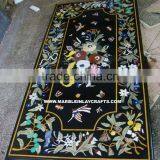 Recangular Shape Black Marble Inlay Dining Table Top thumbnail-1