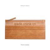 Top Cowhide Leather Tan Color Rfid Blocking Men Zipper Card Holder Wallet
